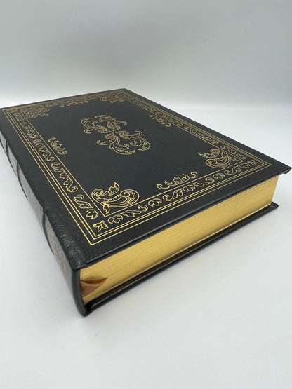 Book cover view with edges and silk book mark of "The Life and Opinions of Tristram Shandy" by Laurence Sterne 
