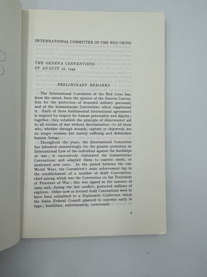 Page 1 from  "The Geneva Conventions of August 12 1949" AND "Protocols additional to the Geneva Convention of 12 August 1949"