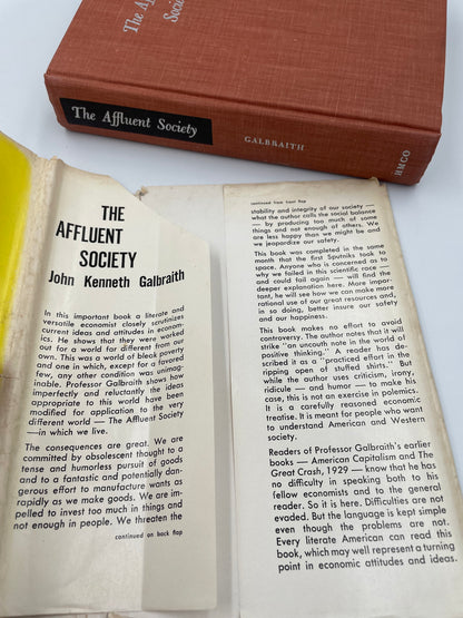 Inside jacket information from the book ‘The Affluent Society’ by John Kenneth Galbraith