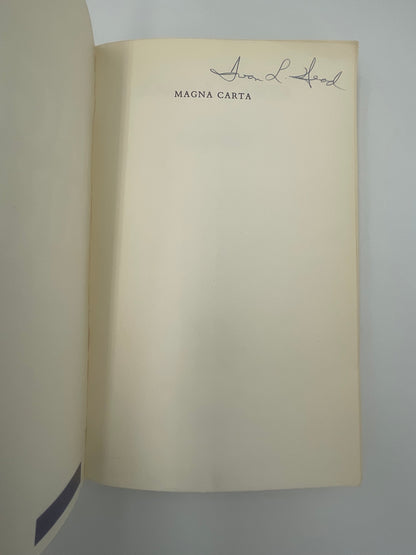 Inside cover page with signature of ‘Magna Carta’ by J.C.Holt