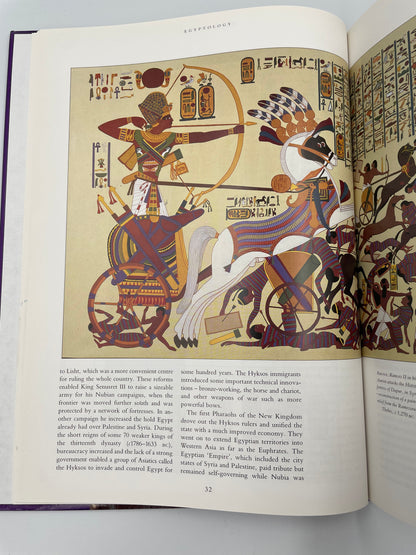 Open book with detailed illustrations and text on a white background from ‘Egyptology: An Introduction to the History, Culture, and Art of Ancient Egypt’ by James Putnam.