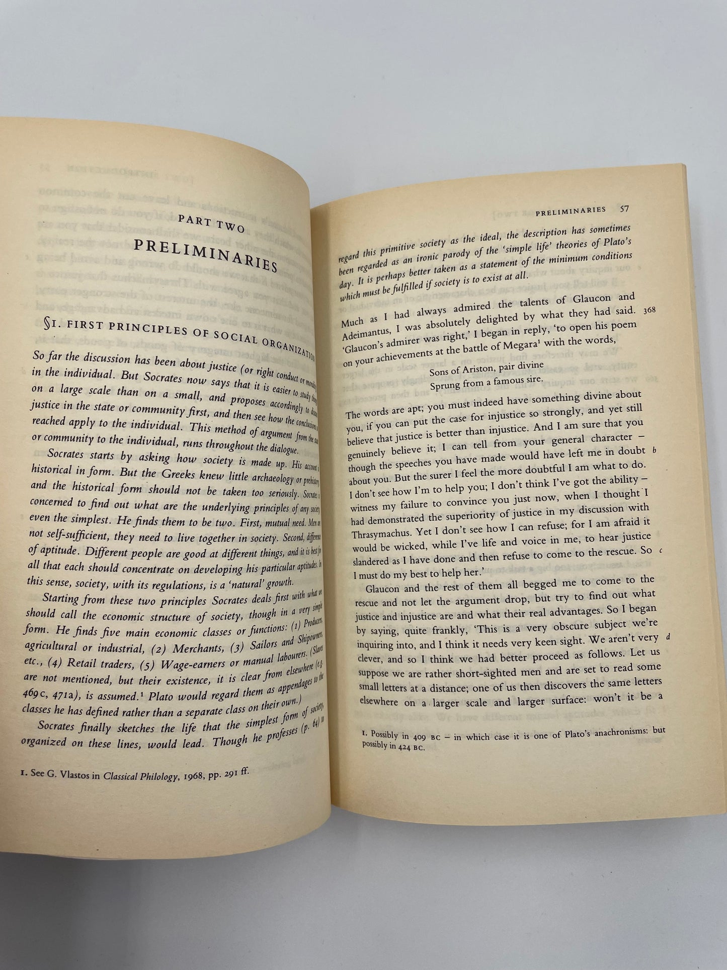 Page 56 and 57 from The penguin, classic edition of ‘The Republic’ by Plato.