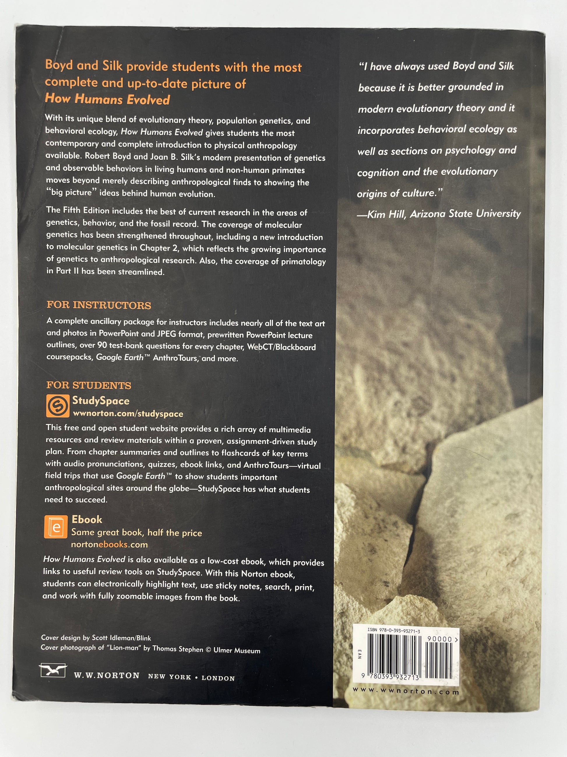 Back book cover of ‘How Humans Evolved’ by Robert Boyd & Joan B. Silk.