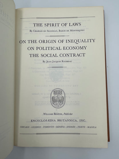 Title page of "Montesquieu. Rousseau". (Britannica: Great Books of the Western World)