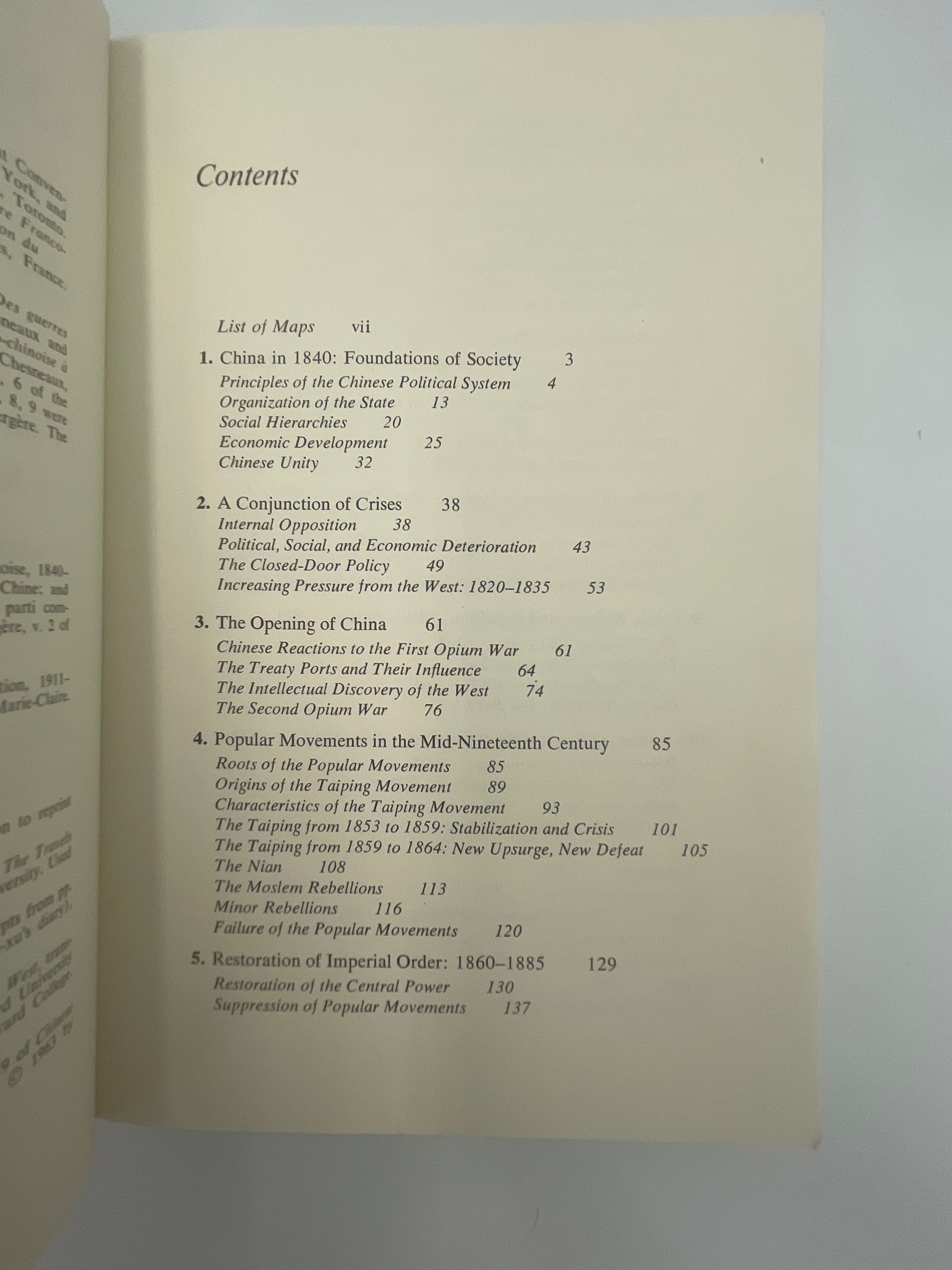 Contents page of ‘China: From the Opium Wars to the 1911 Revolution’