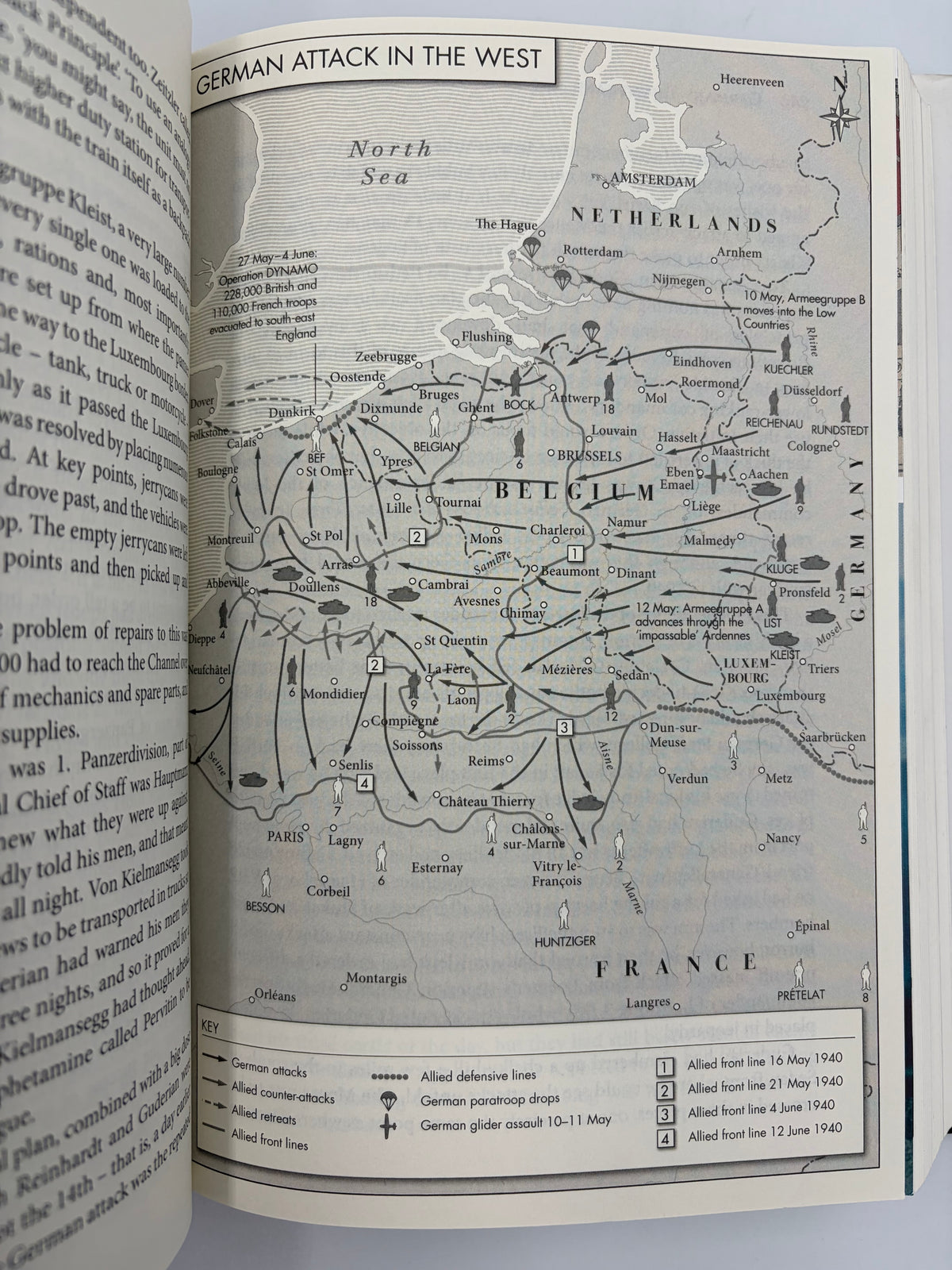 Illustrative map titled "German attack in the West' from the book  'The Rise of Germany 1939-1941  The war in the West'.