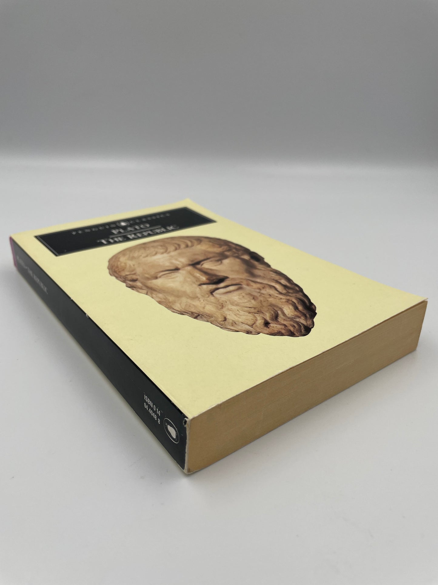 Side and spine view from the book, ‘The Republic’ by Plato.