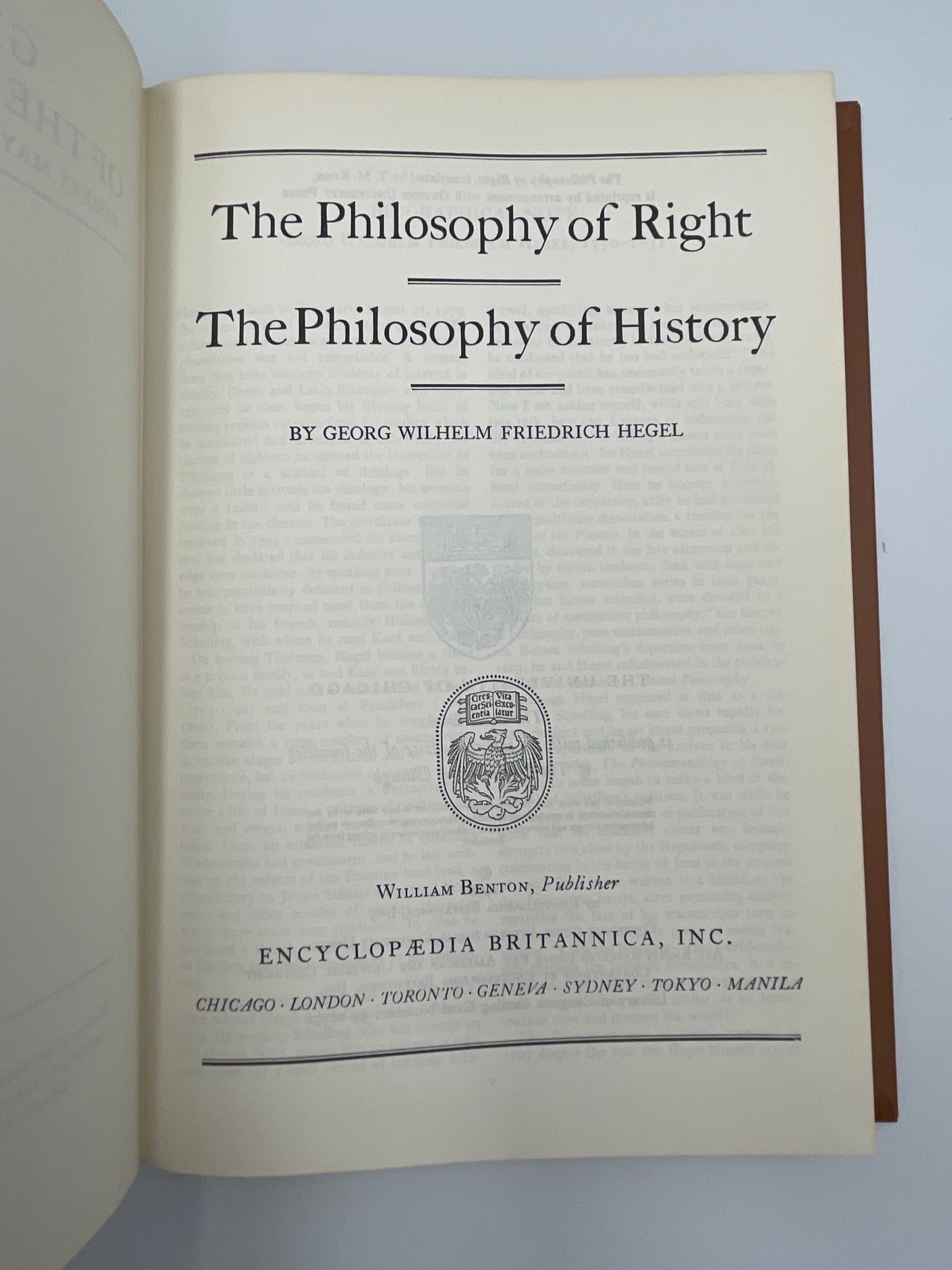 Hegel: The Philosophy of Right. The Philosophy of History (Britannica. Great Books of the Western World) )