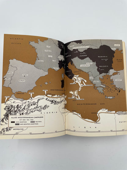 Illustrated map of North Africa and Europe from "Dwight D. Eisenhower: Crusade in Europe". 