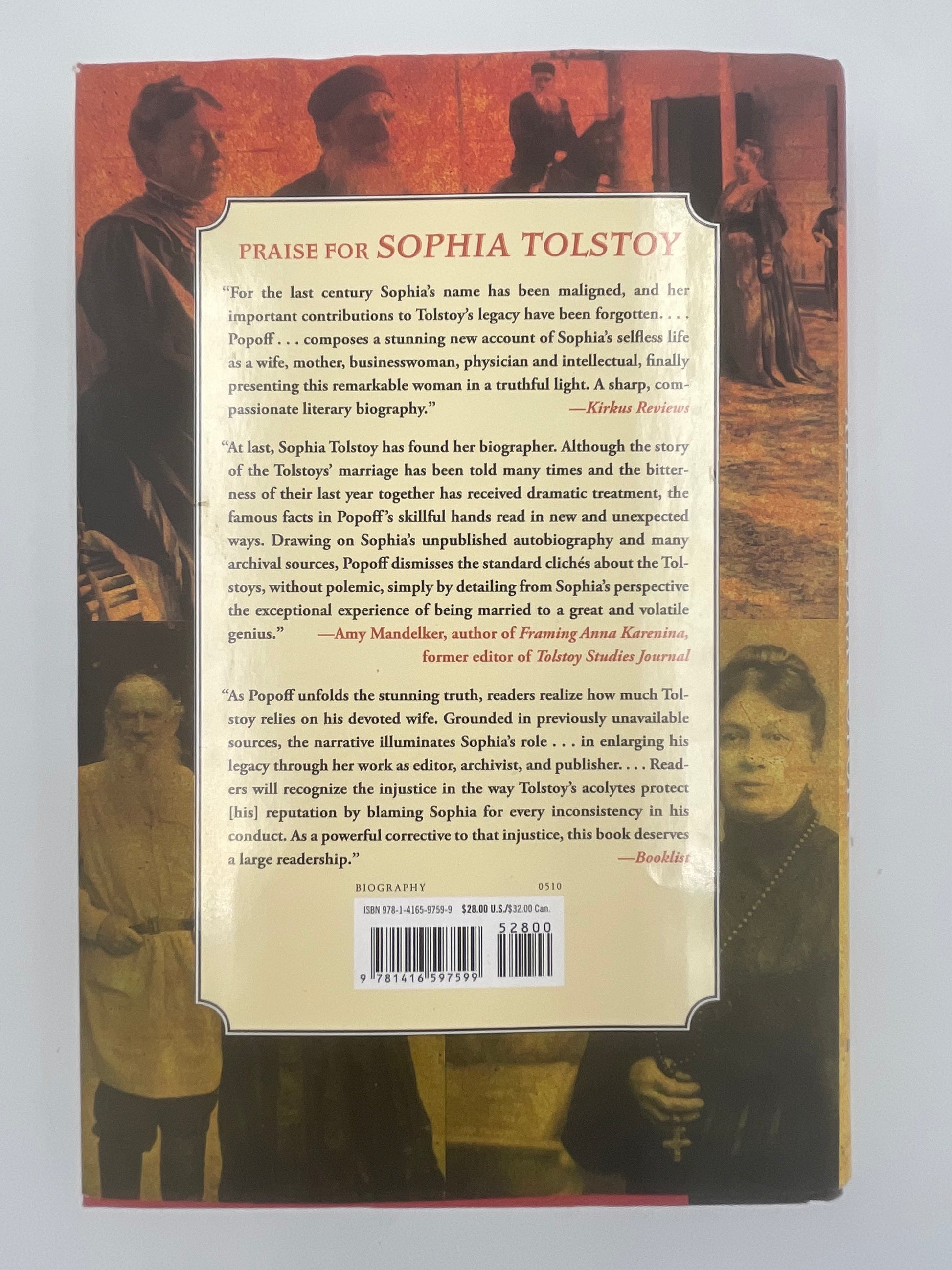 Back cover of ‘Sophia Tolstoy. A Biography’ by A. Popoff 