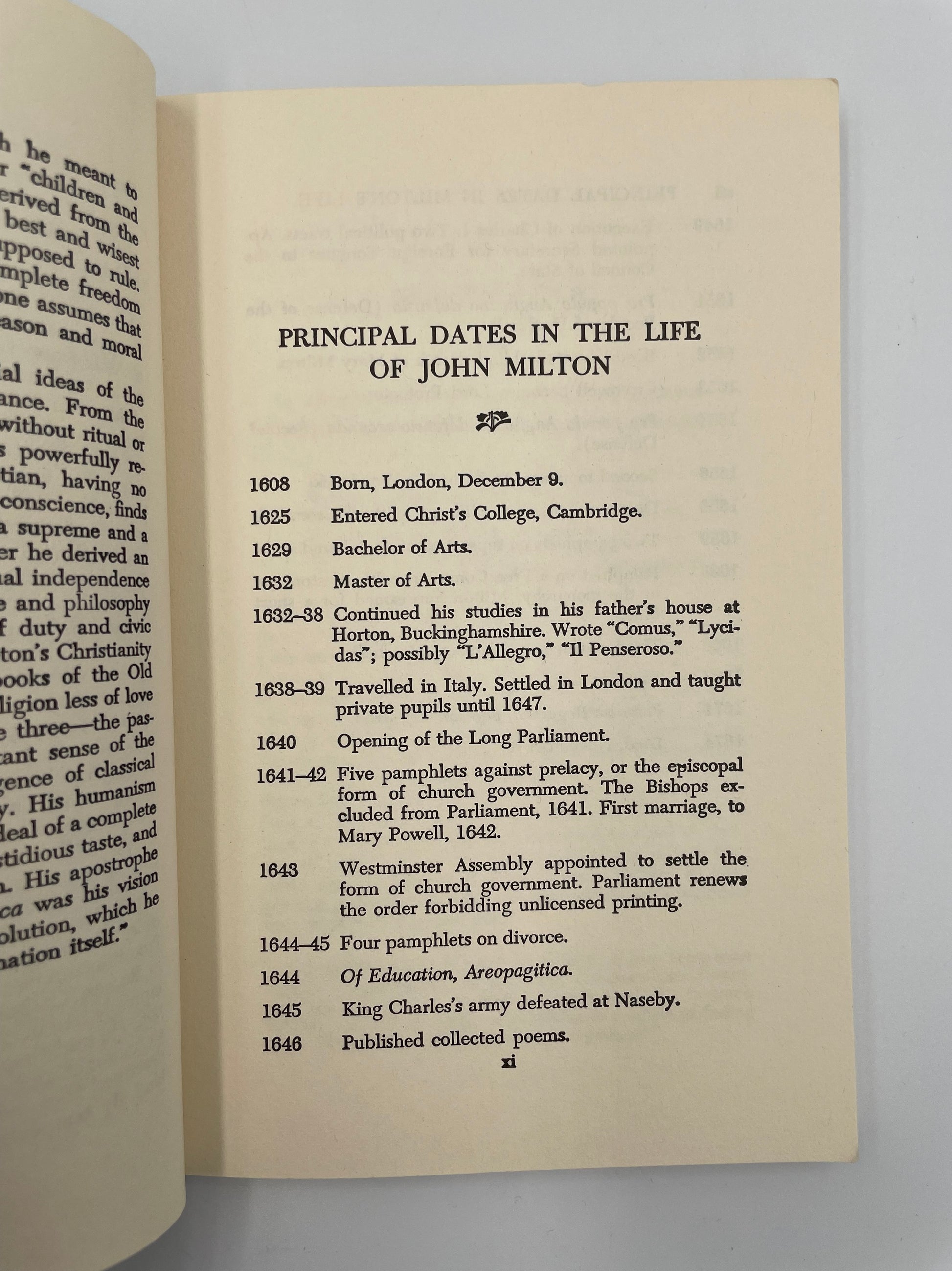 Timeline page of 'Areopagitica and Of Education' by Milton 