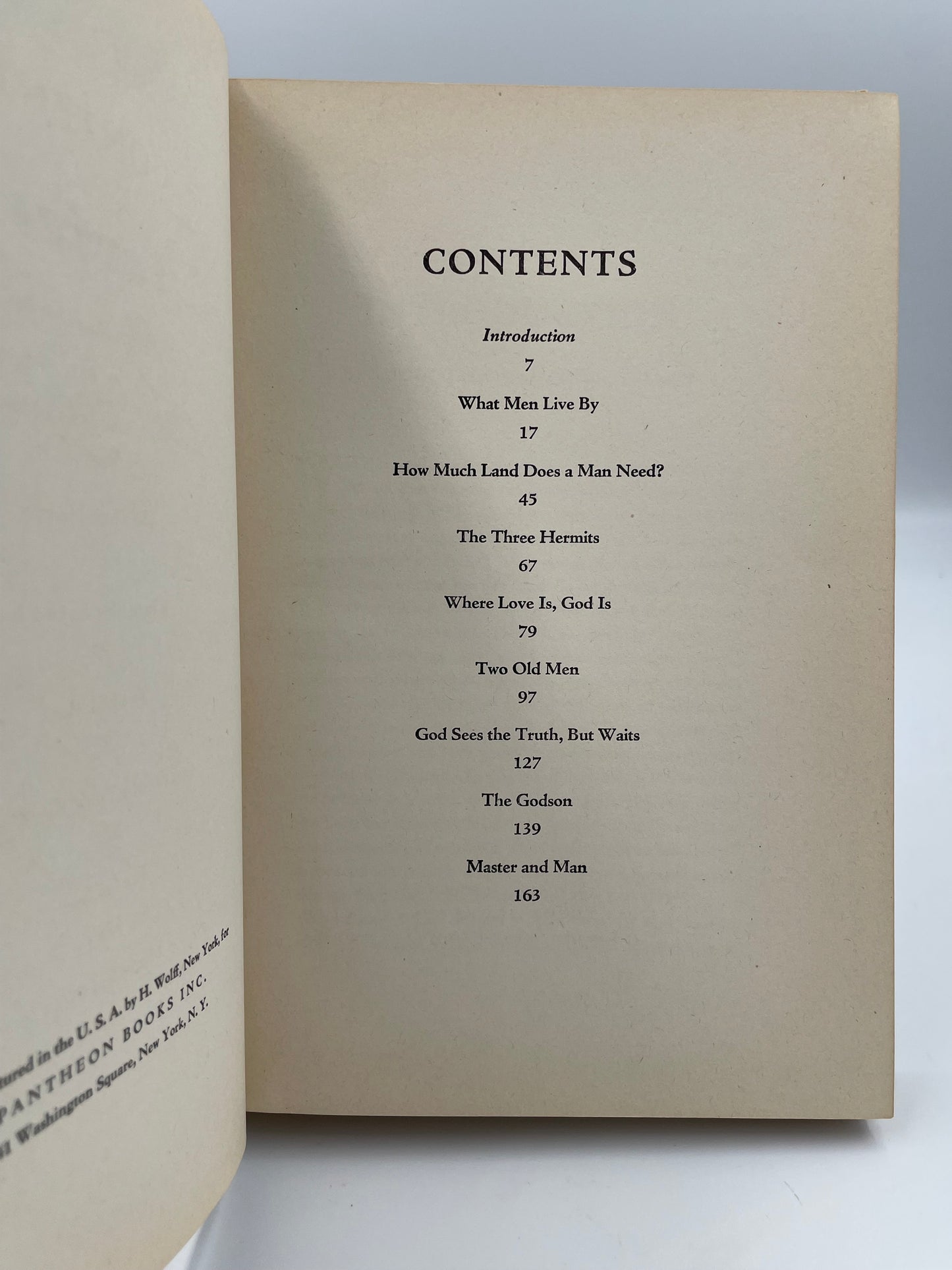 Contents page from ‘Tolstoy - Stories and Legends’.
