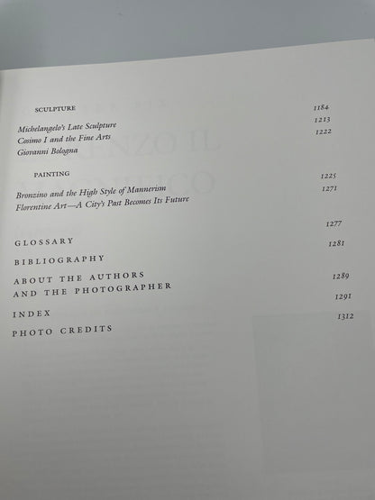 Content info page of volume 2 from "The Art of Florence" (2 volume set) by Glenn Andres, John Hunisak, and Richard Turner 