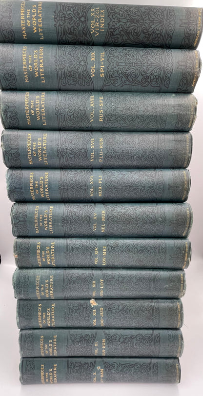 Stacked volumes of Masterpieces of the World's Literature Vol. 10-20 (1898)