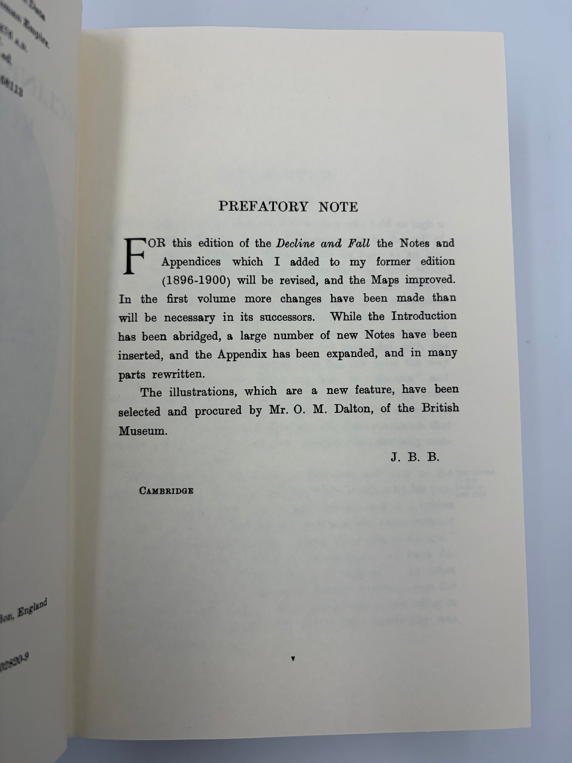 A printed book page titled 'PREFATORY NOTE' with black text on an off-white page, photographed against a light gray background.