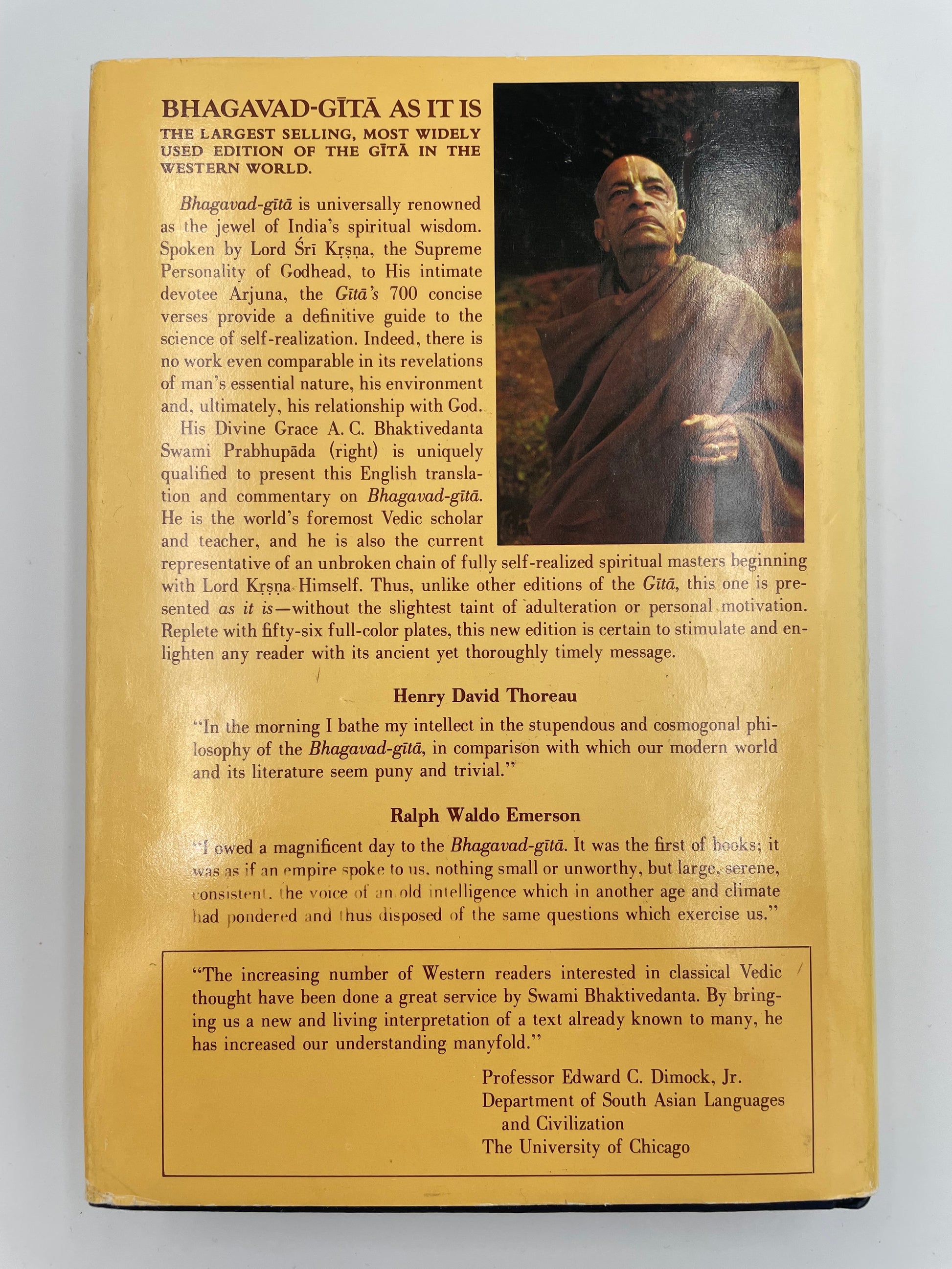 Back book cover of ‘Bhagavad-Gita As It Is’.