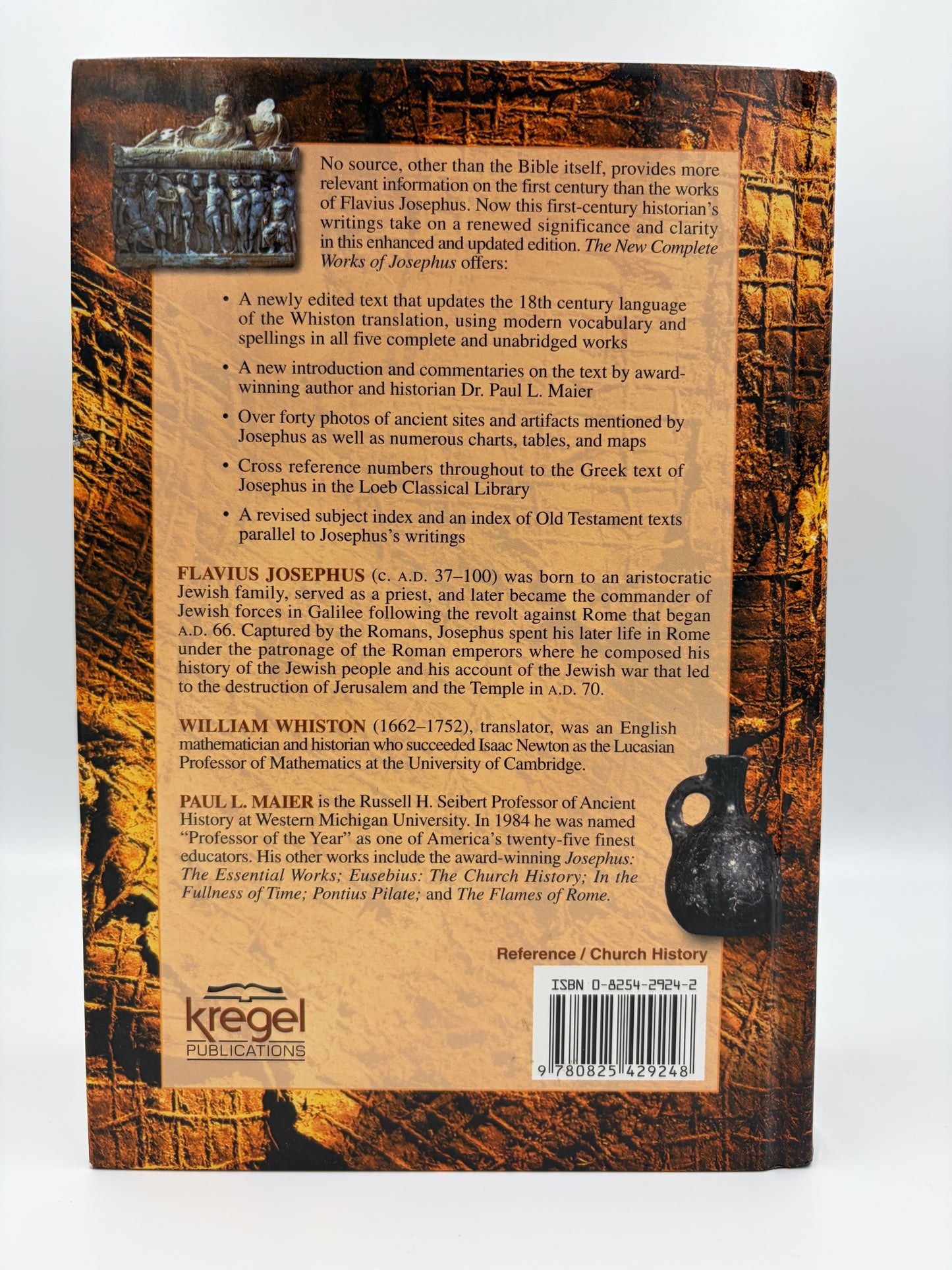 Back book cover of 'The New Complete Works of Josephus' with text.