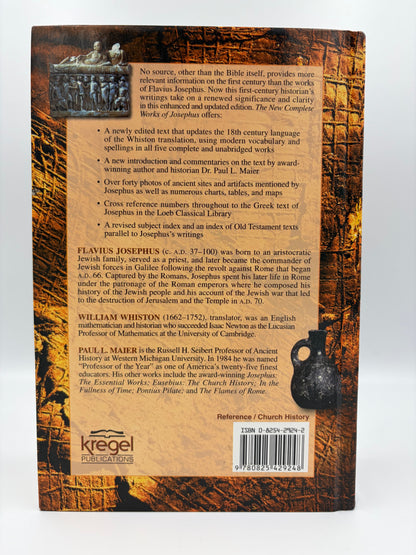 Back book cover of 'The New Complete Works of Josephus' with text.