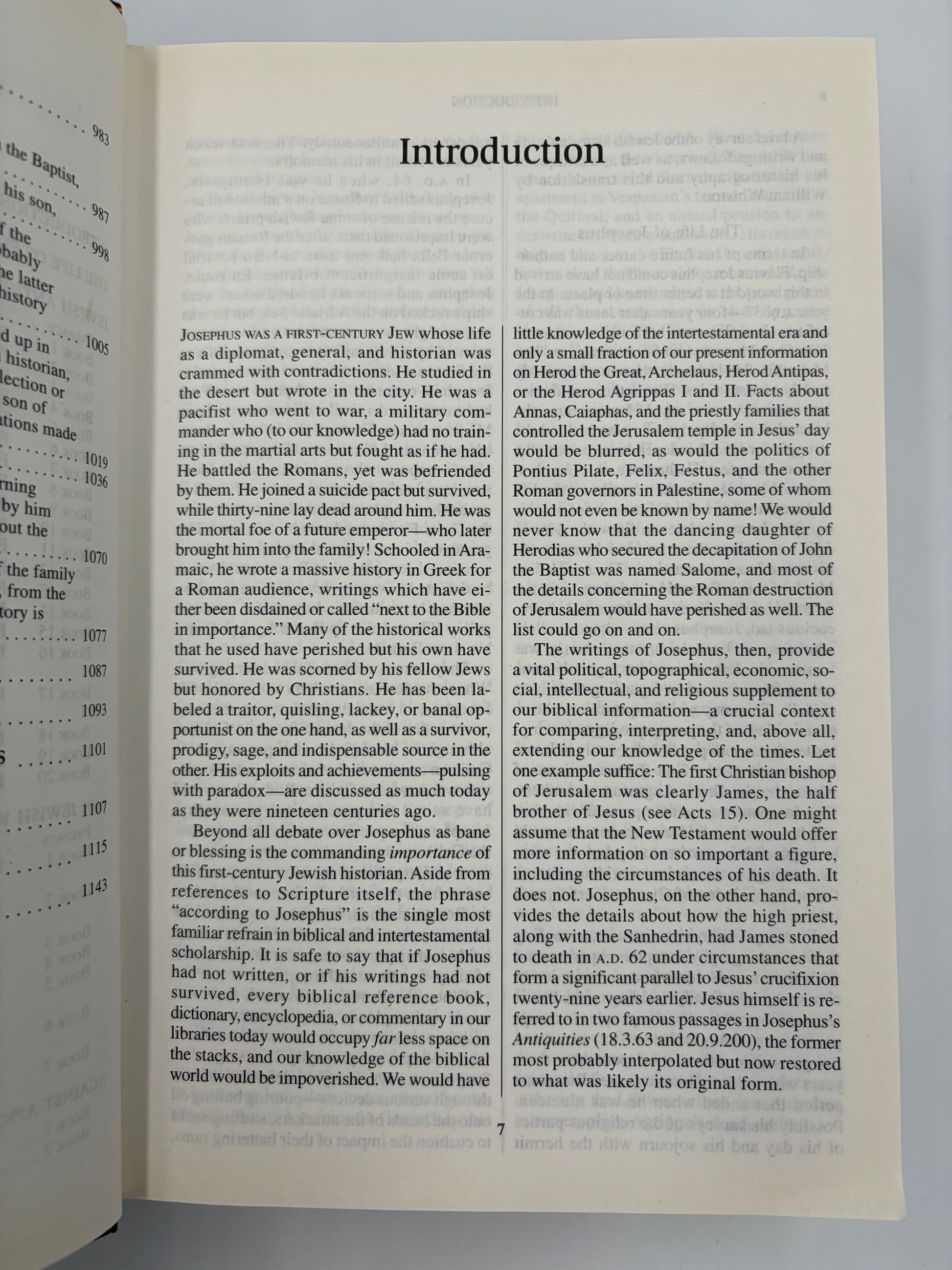 Introduction page from the book, 'The New Complete Works of Josephus'.