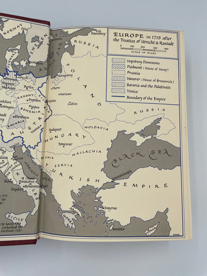 Inside page map pf Europe in 1715 from Rousseau and Revolution by Will and Ariel Durant