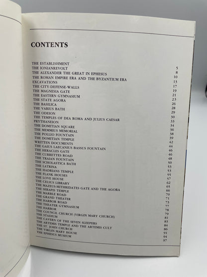 Contents page from "Ephesus"  