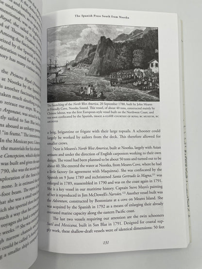 Page 131 with illustration of ships at Nootka Sound from ‘Juan de Fuca's Strait’ by Barry Gough