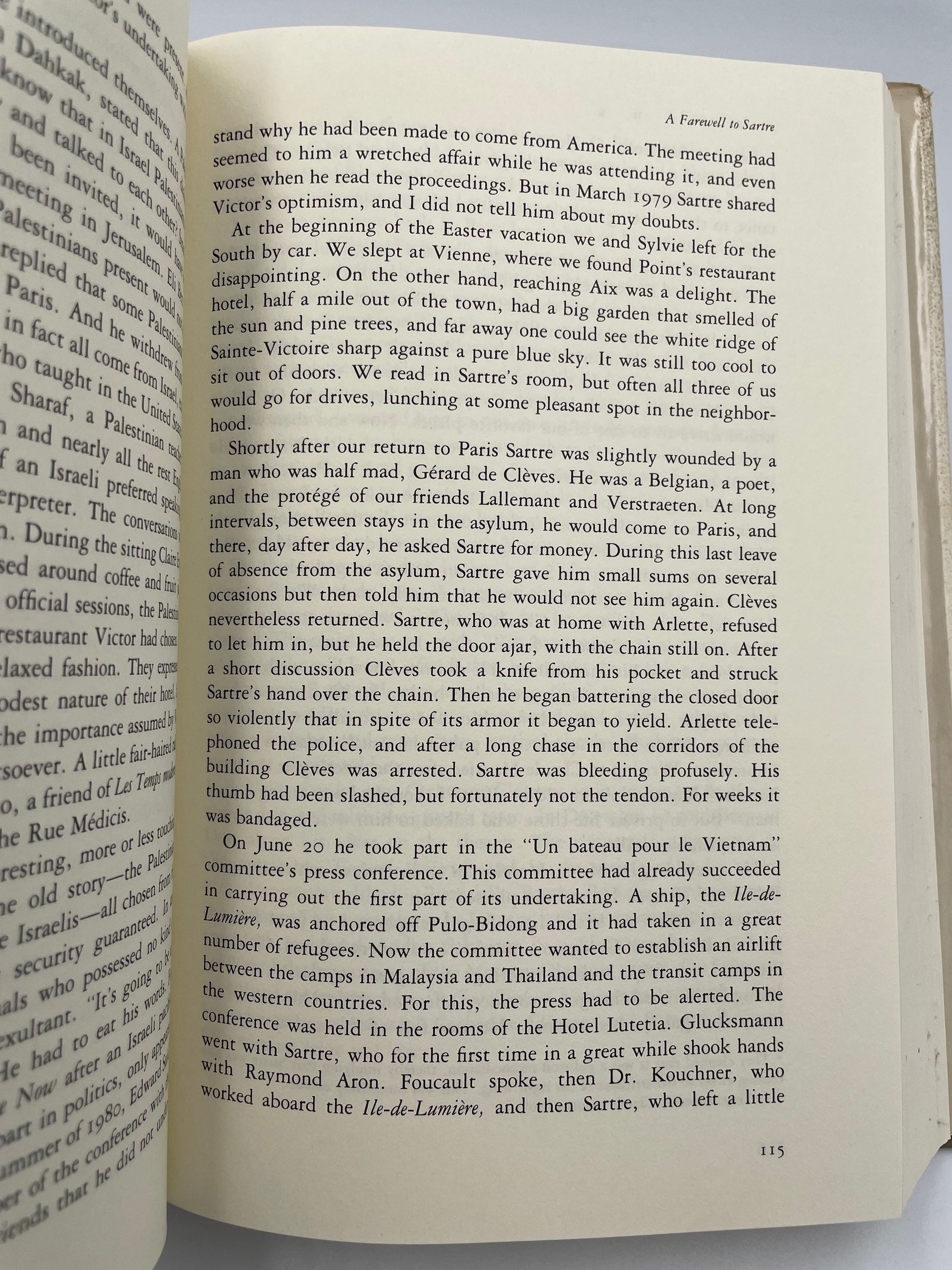 Random page 115 from book ‘Adieux: A Farewell to Sarte’ by Simone de Beauvoir.