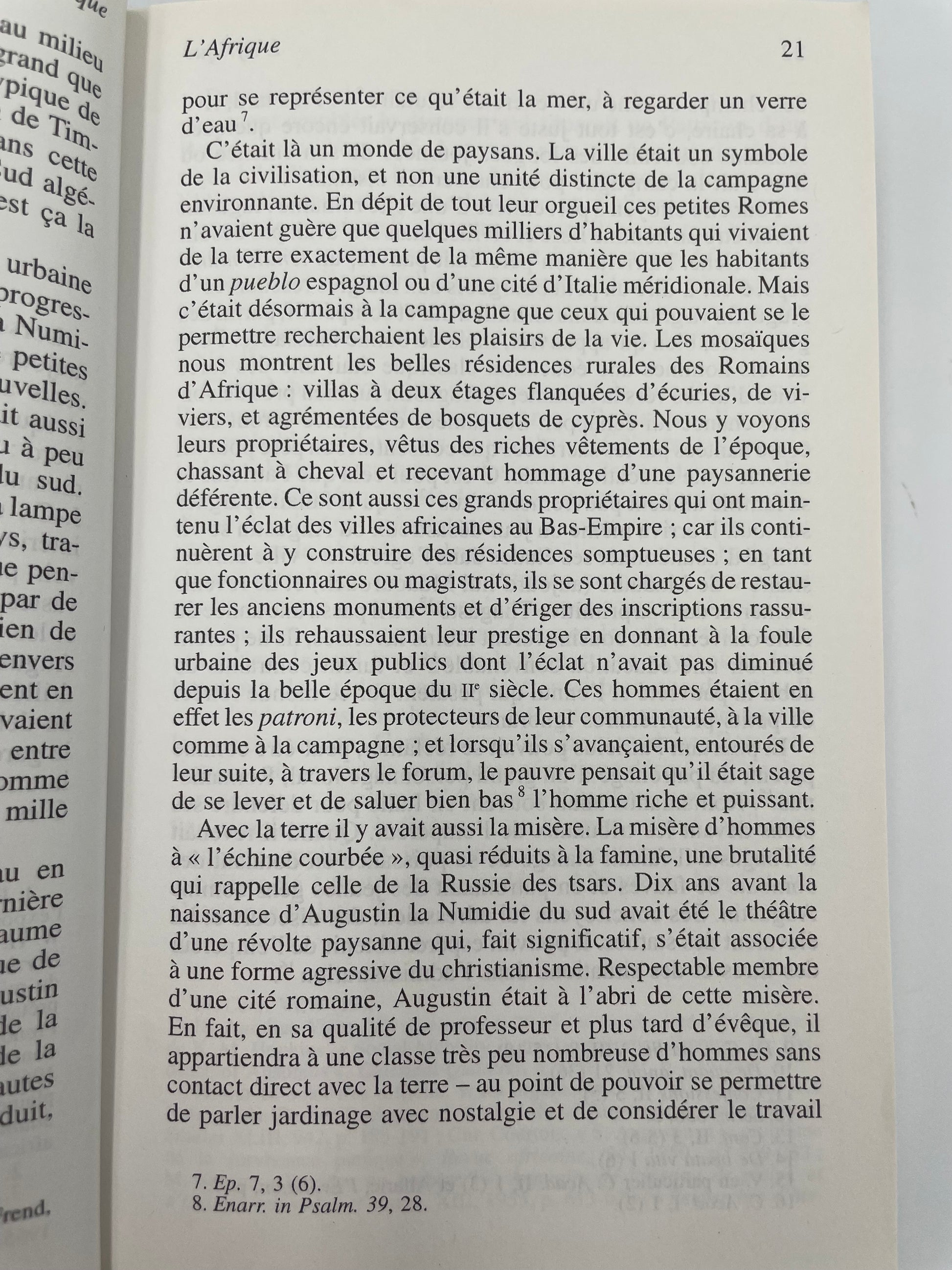 Page 21 from, 'La vie de Saint Augustin' by Peter Brown.