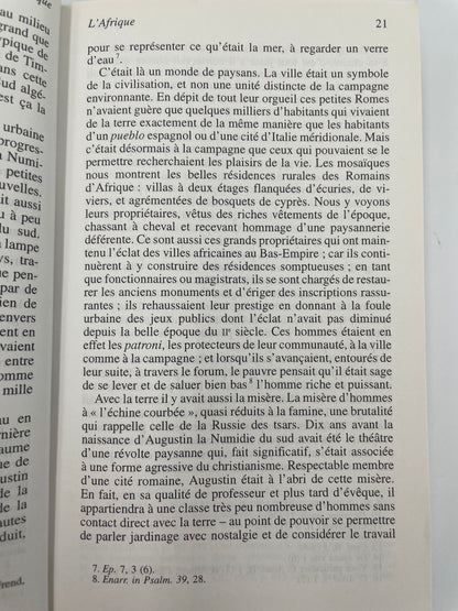 Page 21 from, 'La vie de Saint Augustin' by Peter Brown.