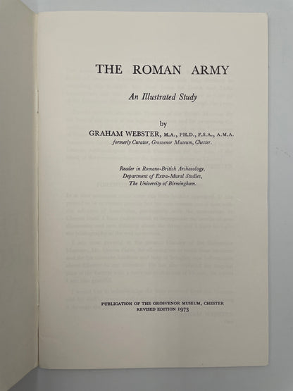 Title page of booklet, 'The Roman Army' by Graham Webster.