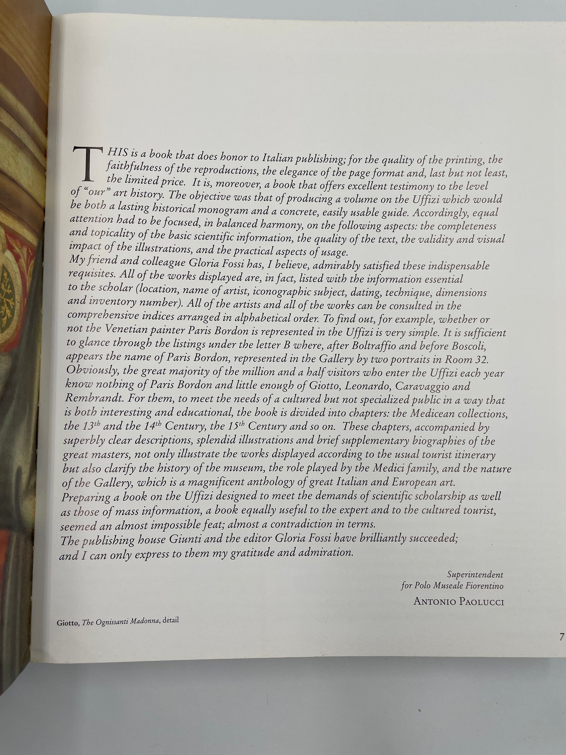 Introduction page of Uffizi Gallery Art History Collections by Gloria Fossi