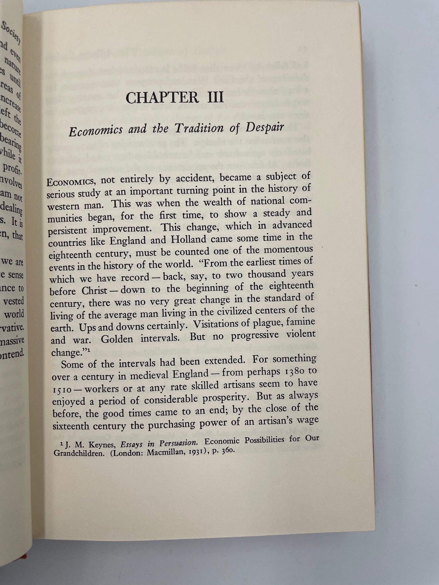 Chapter 3 page of ‘The Affluent Society’ by John Kenneth Galbraith