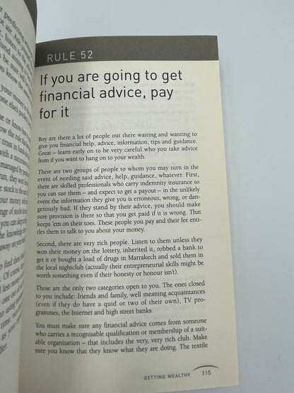 Page on rule 52 from "The Rules of Wealth" by Richard Templar 