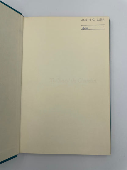 Inside cover page from book 'Teilhard de Chardin'.