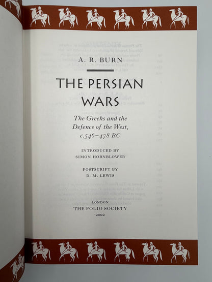 Title page of 'The Persian Wars' by A. R. Burn from The Folio History of Ancient Greece: The Persian Wars.