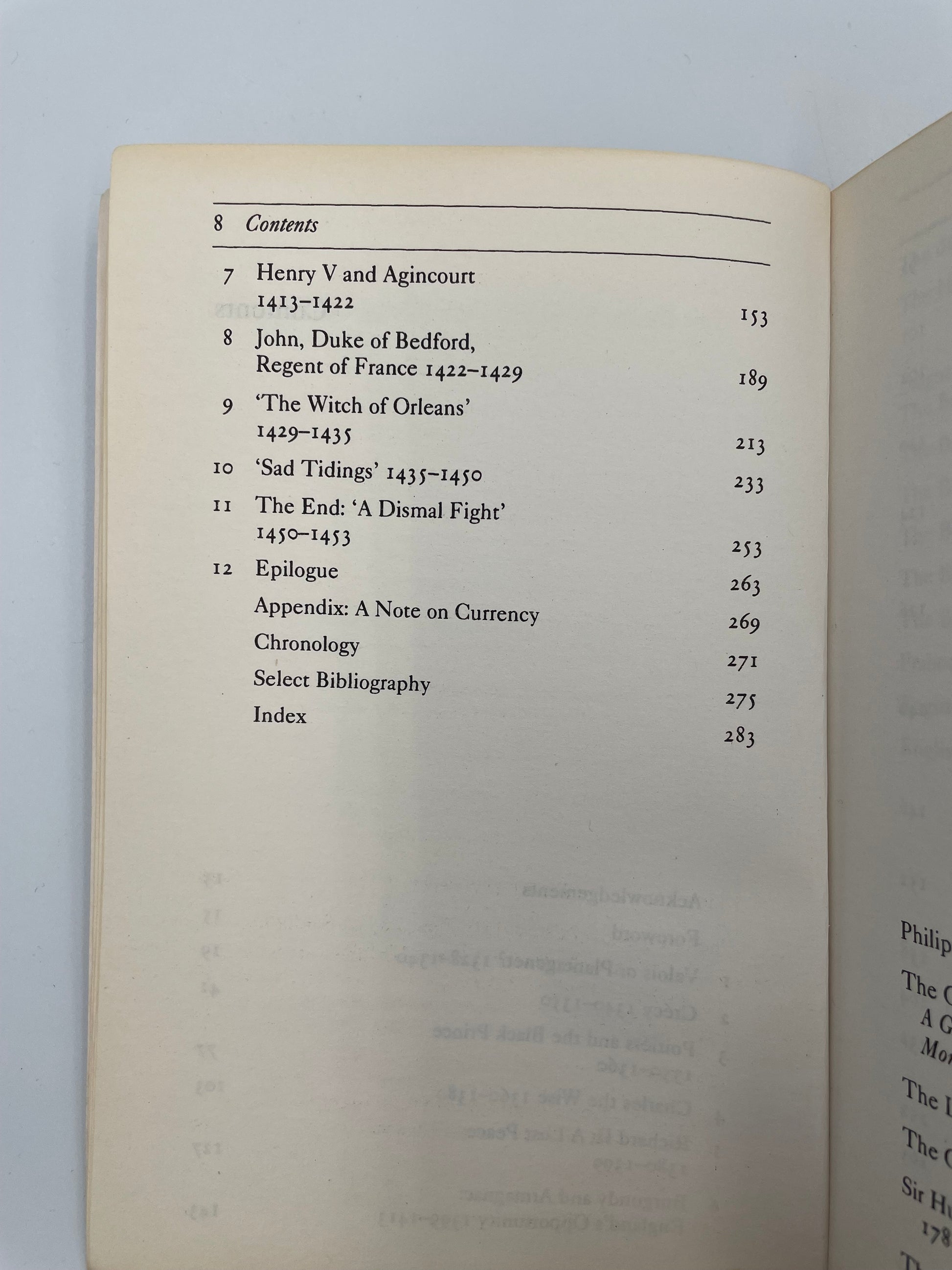 Contents table 2 of ‘A Brief History of The Hundred Years War’ by Desmond Seward