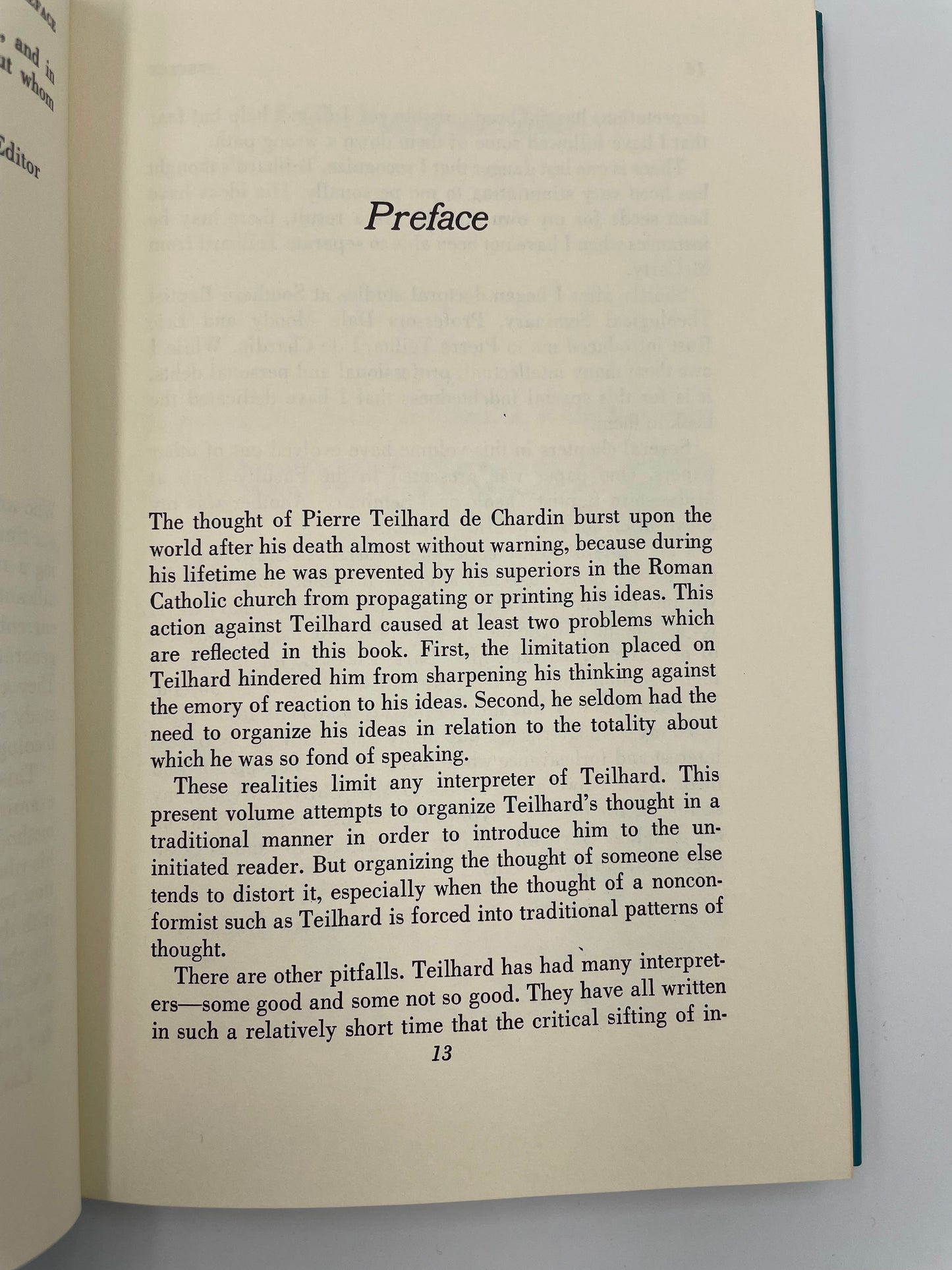 Preface from book 'Teilhard de Chardin'.