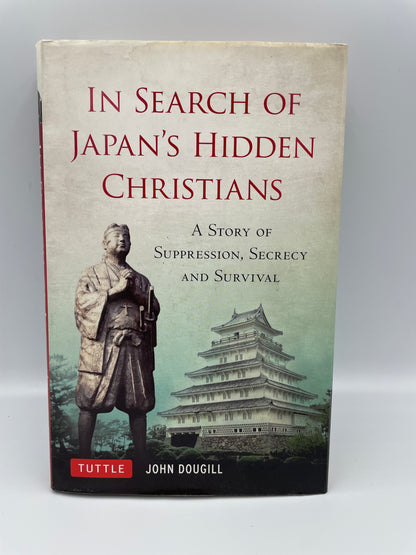 Book titled 'In Search of Japan's Hidden Christians' on a light gray background