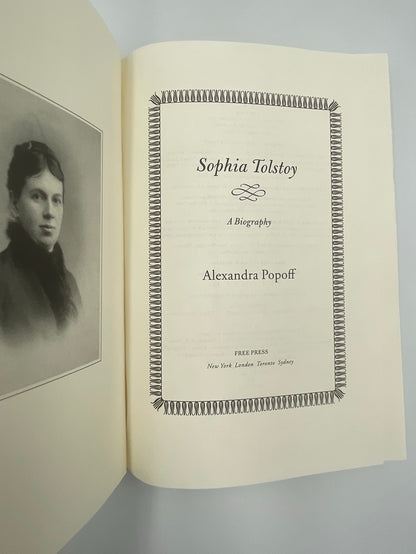 Title page with image of Sophia Tolstoy from ‘Sophia Tolstoy. A Biography’ by A. Popoff 