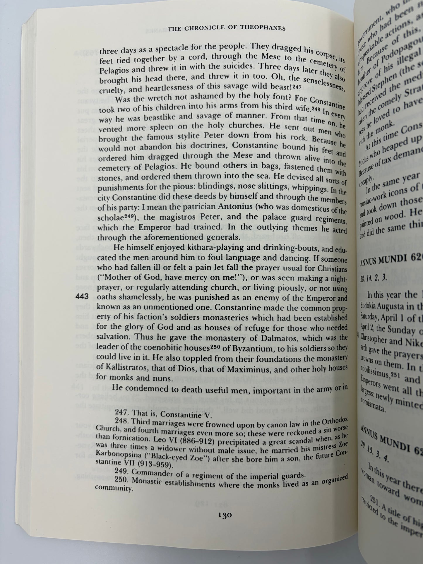 Page 130 from 'The Chronicle of Theophanes'.