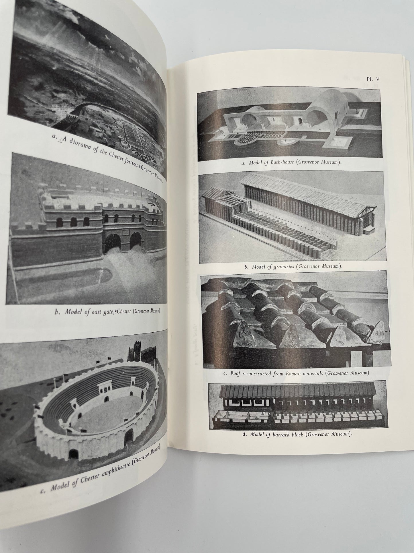 2 pages of illustrations of Roman buildings from 'The Roman Army' by Graham Webster. 