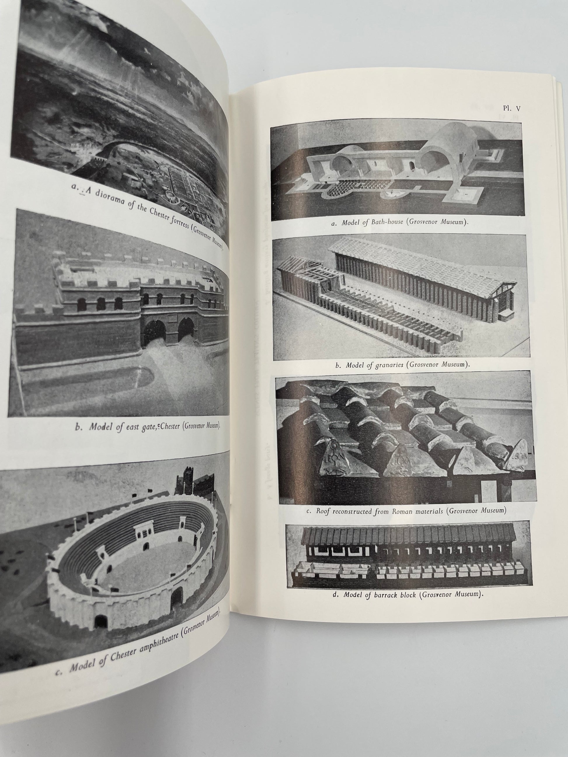 2 pages of illustrations of Roman buildings from 'The Roman Army' by Graham Webster. 