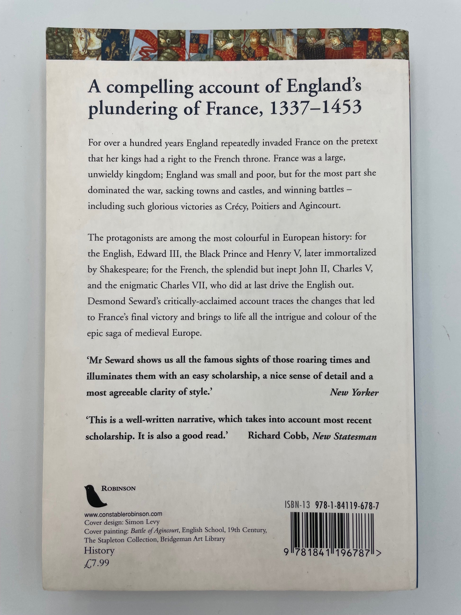 Back book cover of ‘A Brief History of The Hundred Years War’ by Desmond Seward