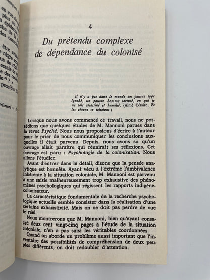 Chapter 4 page of "Peau Noire, Masques Blancs" by Franz Fanon
