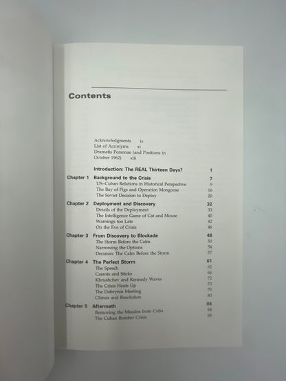Contents page of ‘The Cuban Missile Crisis: A Concise History’.