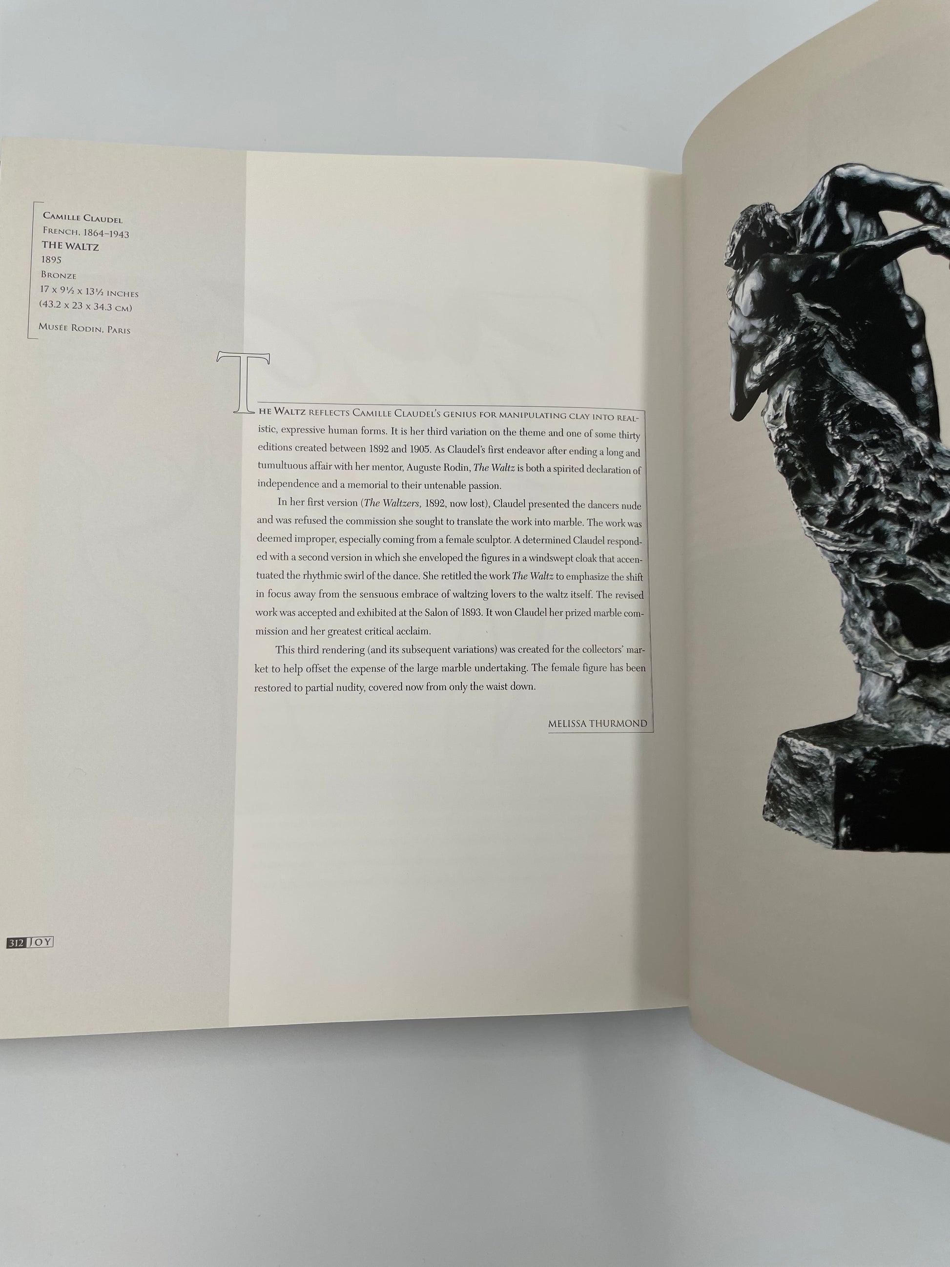From Rings: Five Passions in World Art; sculpture by Claudel on the right page with text on the left. 