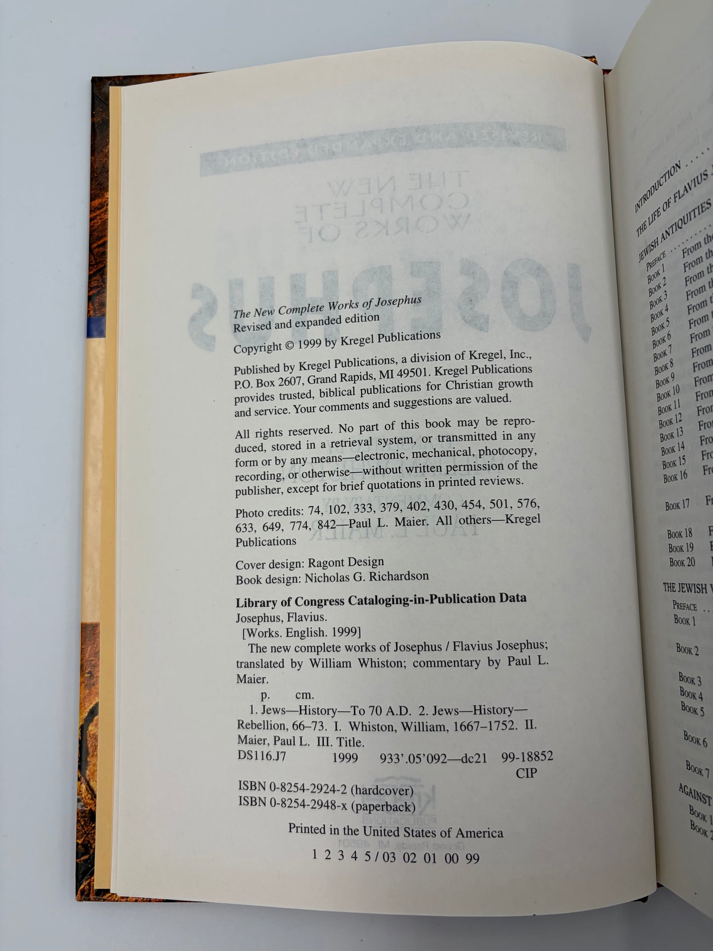 Copyright page from, 'The New Complete Works of Josephus'.