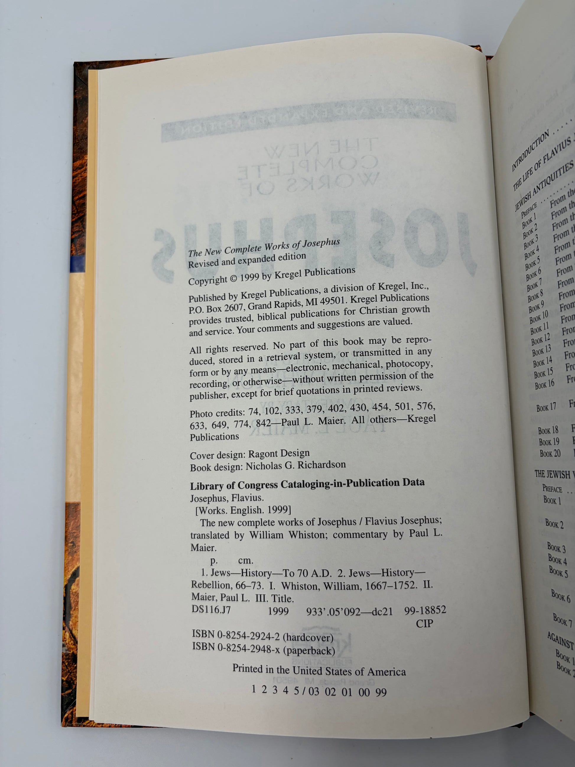 Copyright page from, 'The New Complete Works of Josephus'.