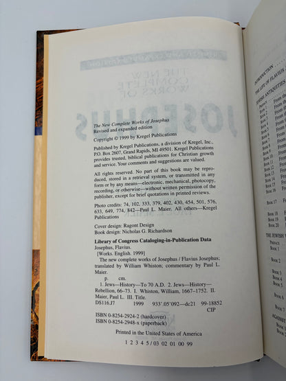 Copyright page from, 'The New Complete Works of Josephus'.