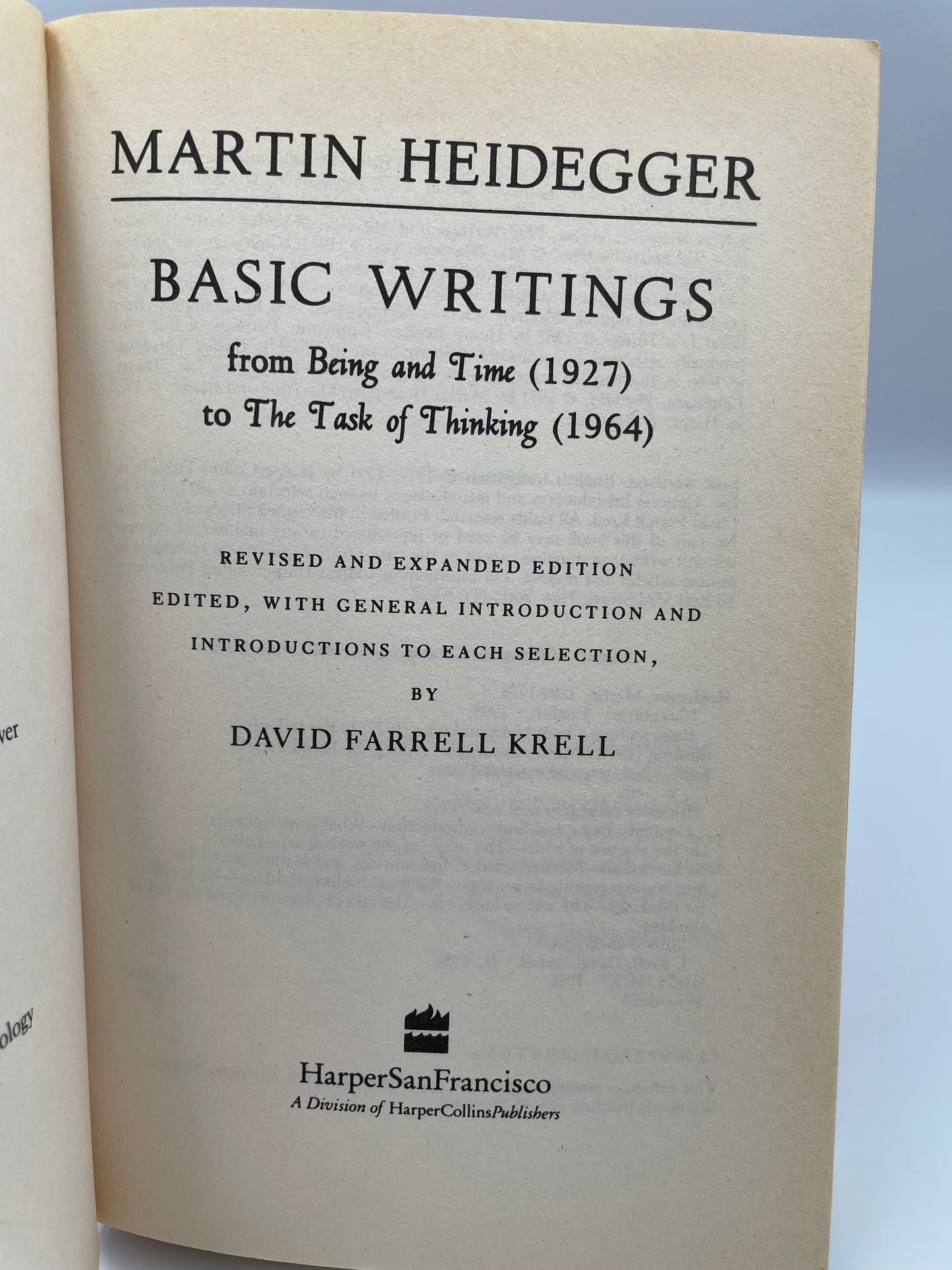 Martin Heidegger Basic Writings (Edited by David Farrell Krell)